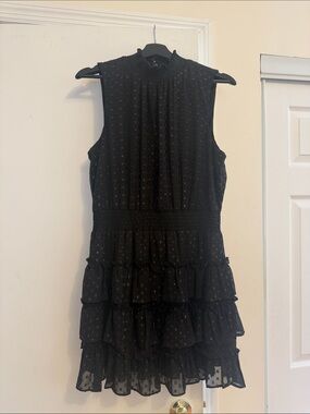 1. State Black Sleeveless Ruffle Tiered Mini Dress